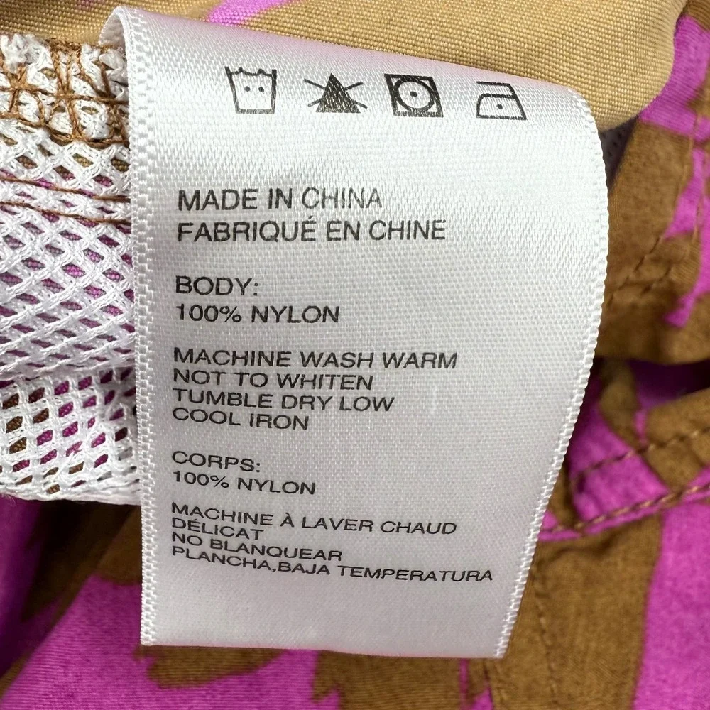 Urban Outfitters Daisy Checkerboard Print Swim Shorts Trunks Purple Brown Medium